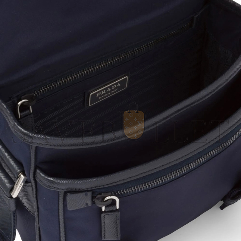 Pra*a re-nylon and saffiano leather shoulder bag 2vd034 (22*16*8.5cm)